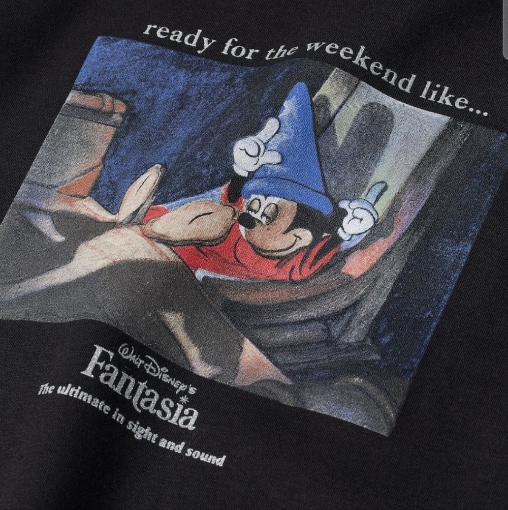 Disney Fantasia Mickey Mouse Black Crewneck Sweatshirt XS - Picture 2 of 4